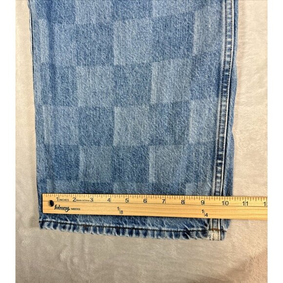 FRAME High Rise Wide Leg Jeans "Lave'Et Tisse' Avec" Checkered Pattern Size 29 - Picture 10 of 11